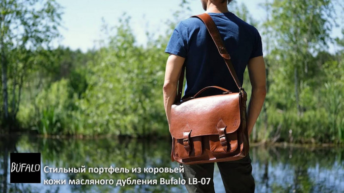 Портфель из гладкой кожи Bufalo LB-07 рыжий