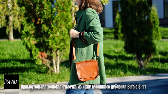 Прямоугольная женская сумочка из кожи масляного дубления Bufalo S-11 терракотовая