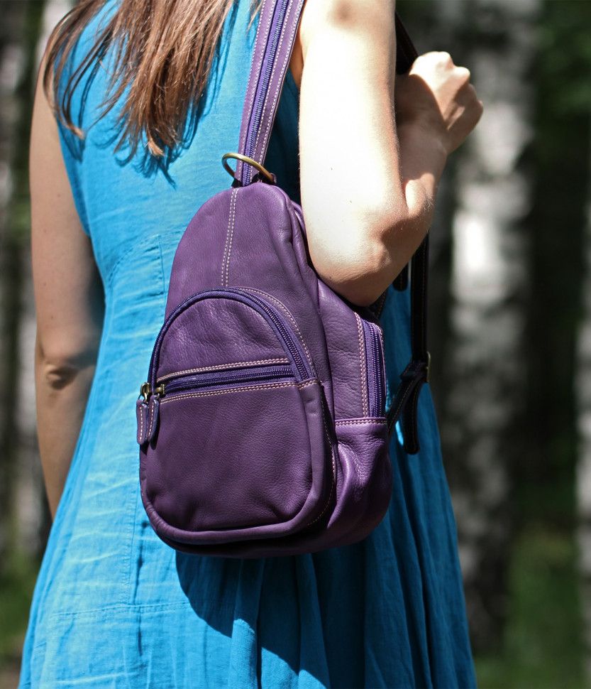 Грушевидный кожаный рюкзак Bufalo BPJ-15 фиолетовый
