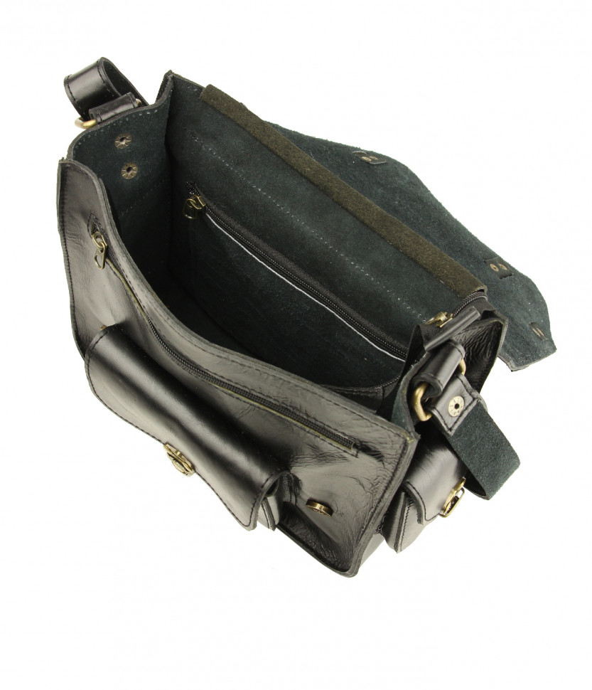 Стильный портфель из черной кожи масляного дубления Bufalo LB-11