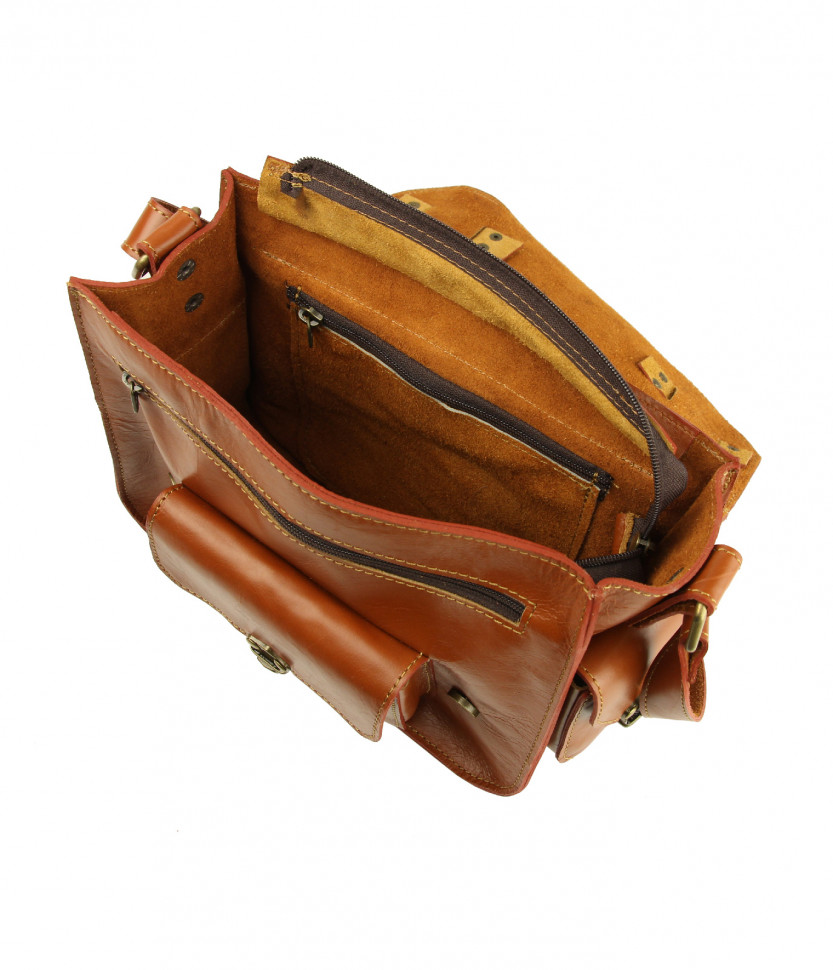 Стильный портфель из терракотовой кожи масляного дубления Bufalo LB-11