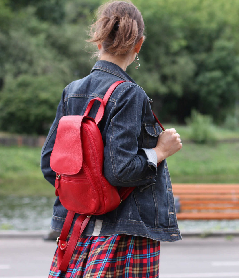 Красный кожаный рюкзак Bufalo BPJ-13