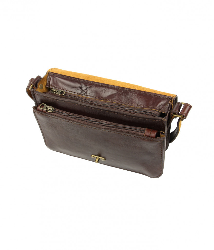 Прямоугольная сумочка с замочком S-06 коричневая