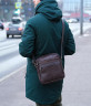 Коричневая мужская сумка из мягкой кожи с плечевым ремнем Bufalo UJ-13