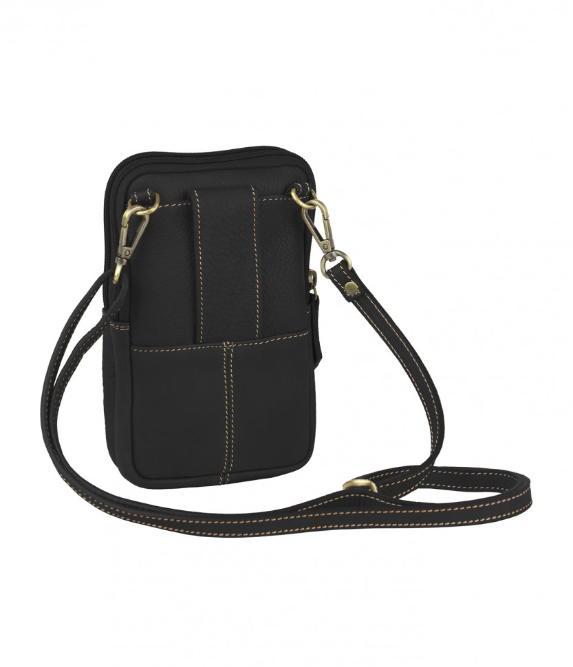 Чёрная поясная сумка с опциональным плечевым ремнем Bufalo SMJ-07