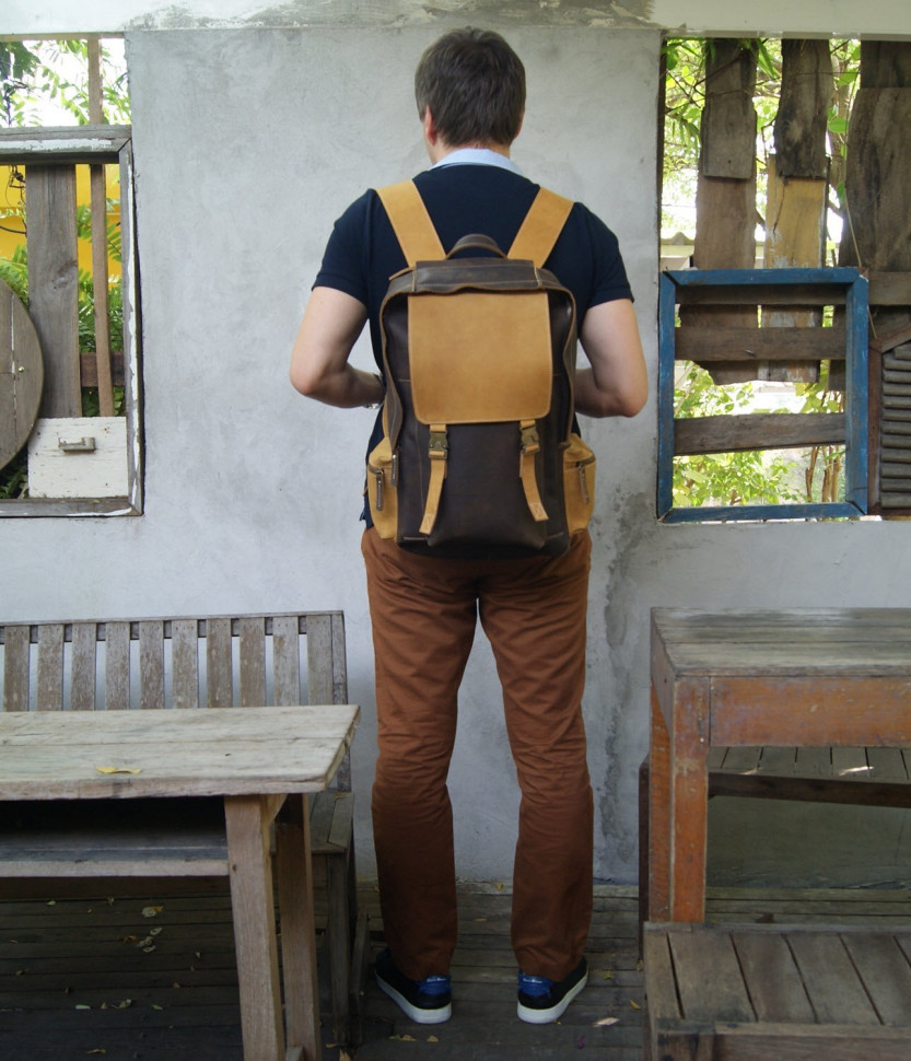 Крутой рюкзак из нубука для мужчин BPN-18 коричневый