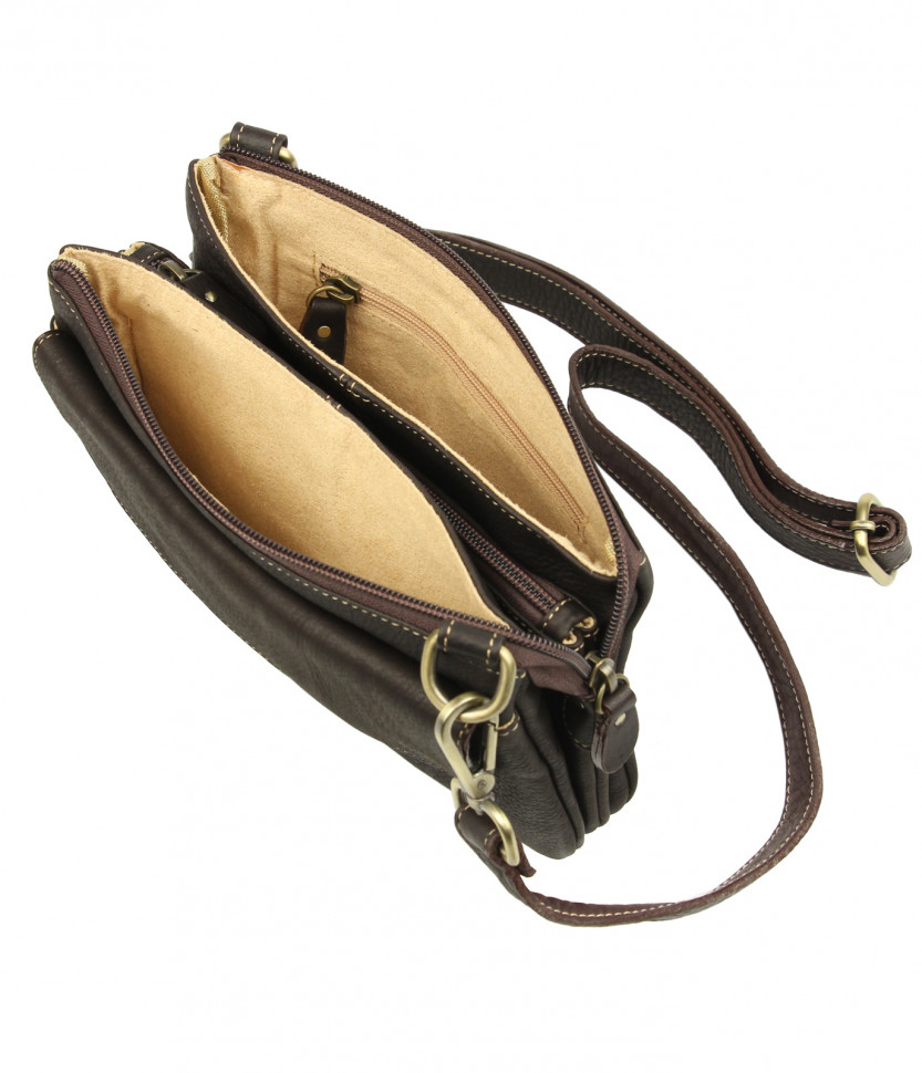 Прямоугольная кросс-боди сумка из мягкой кожи Bufalo SJ-05L коричневого цвета