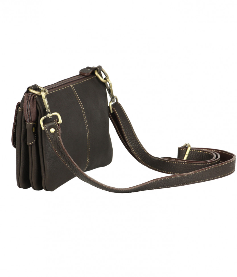 Прямоугольная кросс-боди сумка из мягкой кожи Bufalo SJ-05L коричневого цвета