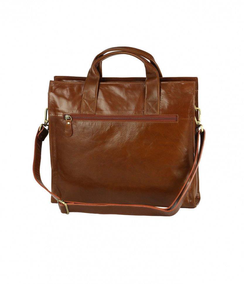 Деловая мужская сумка из гладкой телячьей кожи с наплечным ремнем Bufalo UJ-15 терракотового цвета