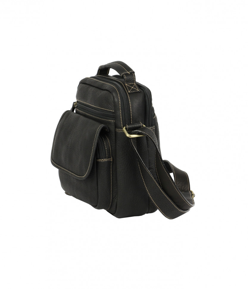 Черная кожаная мужская сумка Bufalo UJ-11