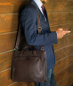 Коричневая деловая мужская кожаная сумка с наплечным ремнем Bufalo UJ-15