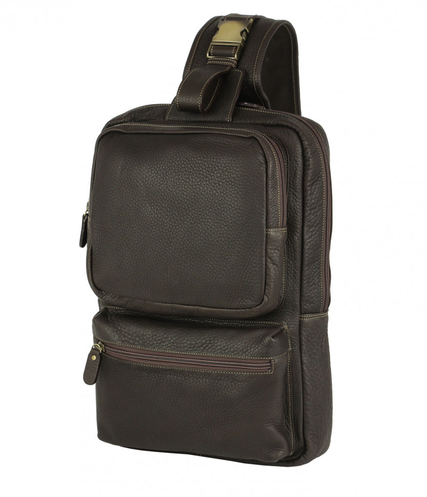 Коричневый рюкзак на одну лямку Bufalo BPJ-06 из мягкой кожи