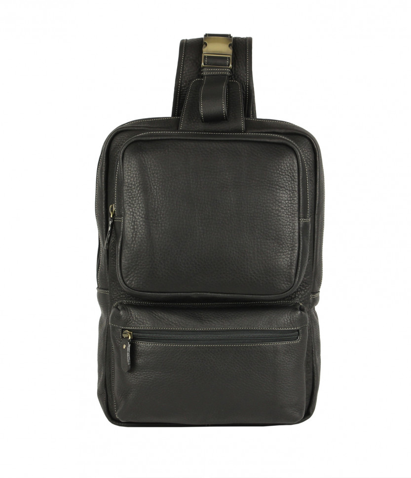 Рюкзак с одним плечевым ремнем Bufalo BPJ-06 из мягкой черной кожи