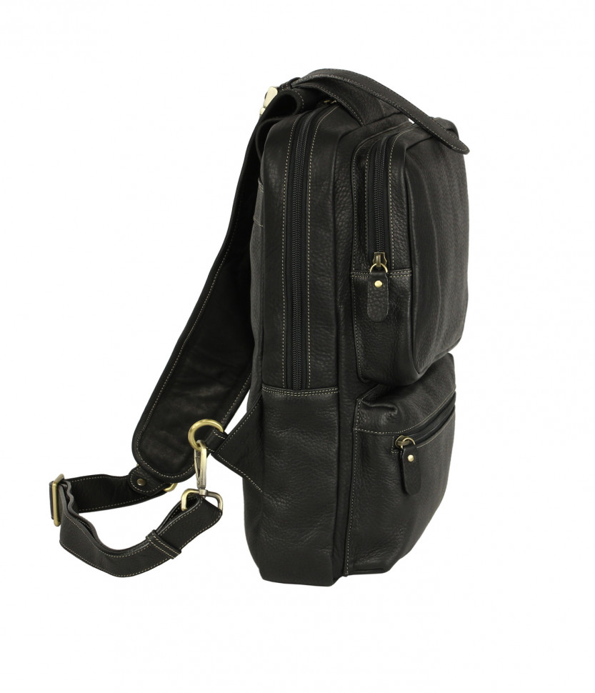 Рюкзак с одним плечевым ремнем Bufalo BPJ-06 из мягкой черной кожи