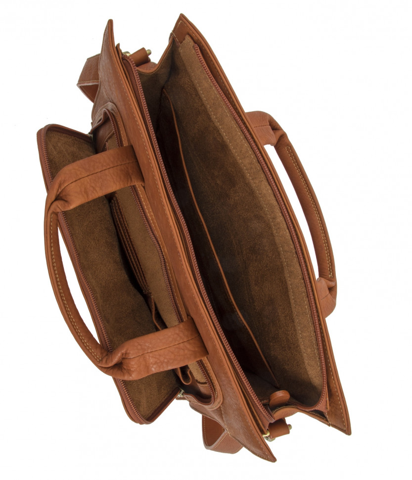 Терракотовая деловая мужская кожаная сумка с наплечным ремнем Bufalo UJ-15