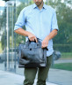Черная деловая мужская сумка из гладкой телячьей кожи с наплечным ремнем Bufalo UJ-15