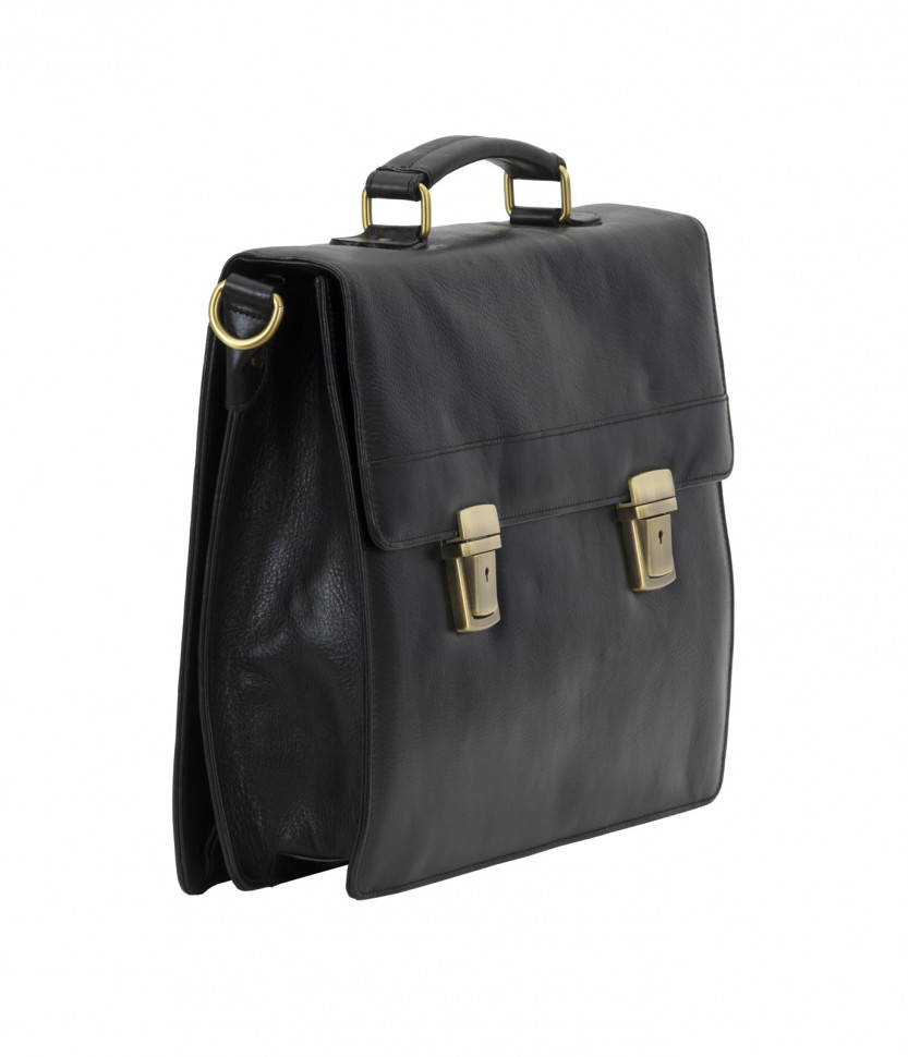 Классический мужской портфель из гладкой кожи Bufalo LBJ-08 черный