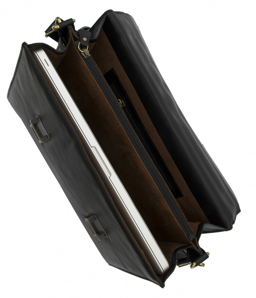 Классический мужской портфель из гладкой кожи Bufalo LBJ-08 черный
