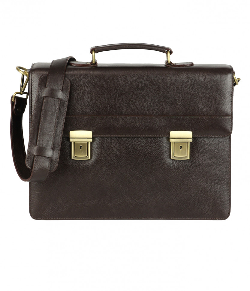 Классический мужской портфель из гладкой кожи Bufalo LBJ-08 коричневый
