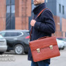 Классический мужской портфель из гладкой кожи Bufalo LBJ-08 коричневый